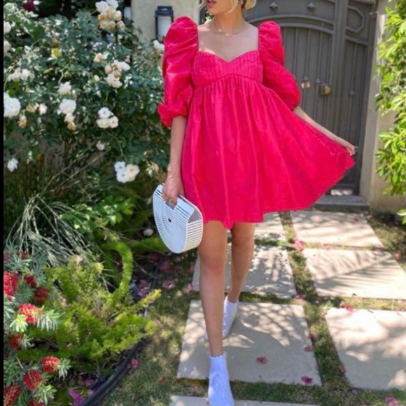 Zara | Dresses | Zara Taffeta Puffed Sleeve Mini Dress Pink Xs | Poshmark